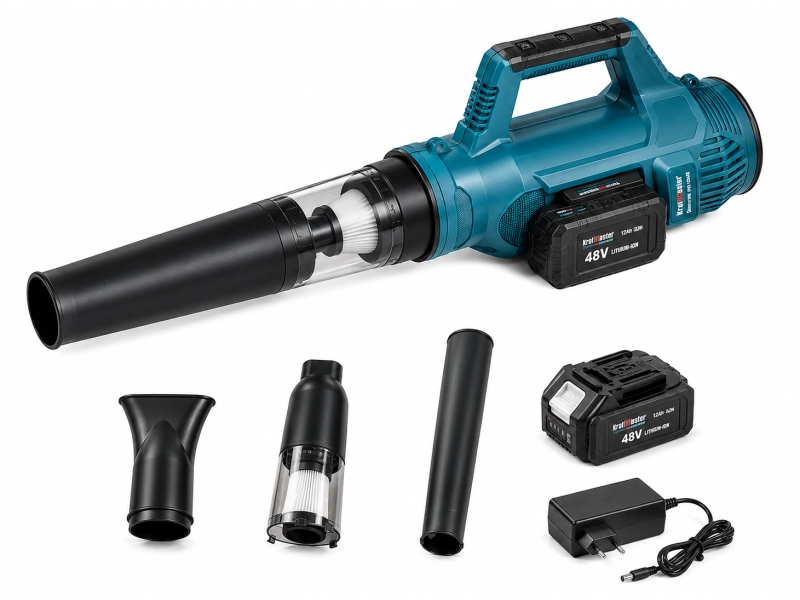 Акумулаторна  2в1 духалка  и прахосмукачка KrafTMaster 48V 12AH с 2 батерии - KraftMaster 3330